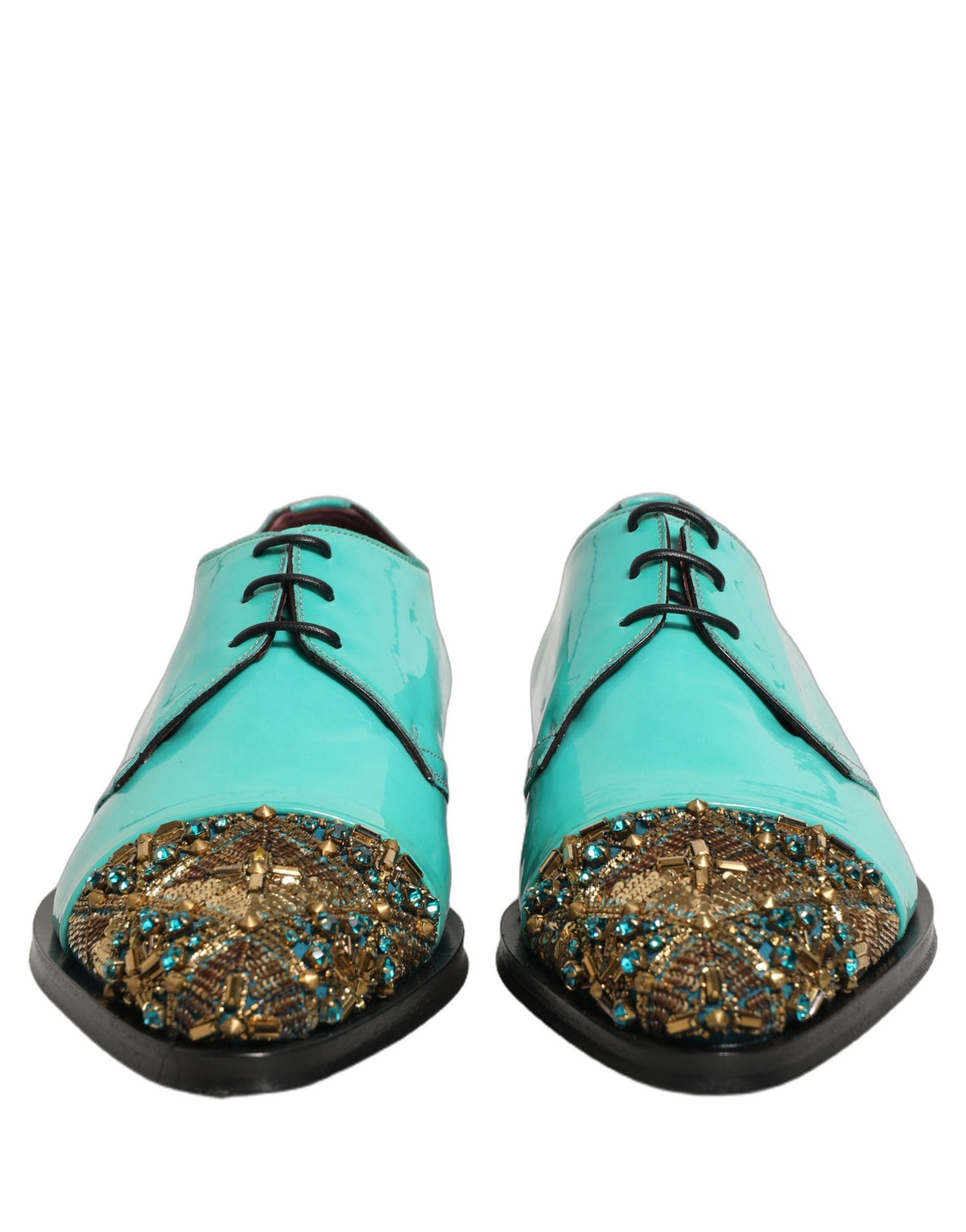 Dolce & Gabbana Aqua Blue Embellished Derby Dress Shoes