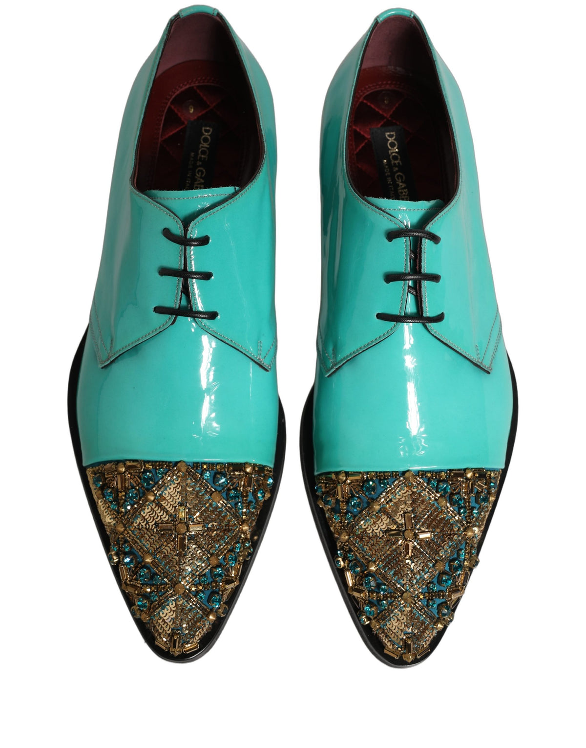 Dolce & Gabbana Aqua Blue Embellished Derby Dress Shoes