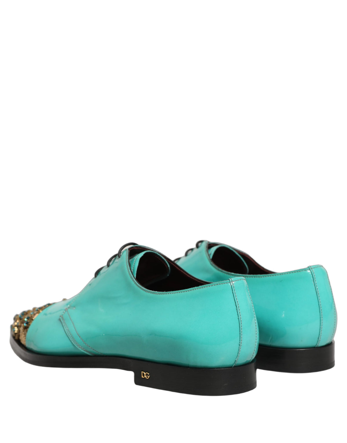 Dolce & Gabbana Aqua Blue Embellished Derby Dress Shoes