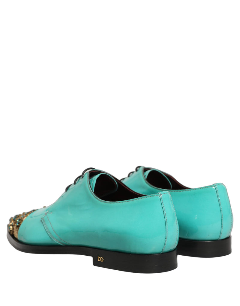 Dolce & Gabbana Aqua Blue Embellished Derby Dress Shoes