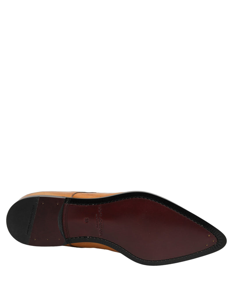 Dolce & Gabbana Brown Leather Lace Up Derby Dress Shoes
