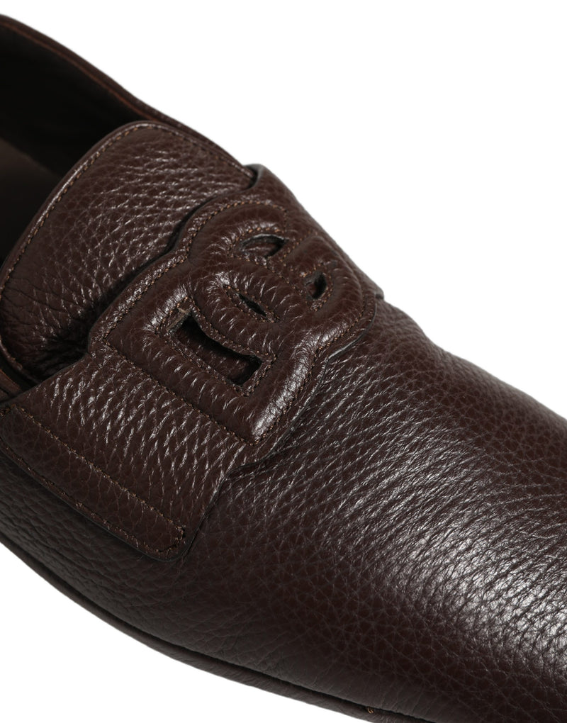 Dolce & Gabbana Brown Deerskin Leather Driver Loafers