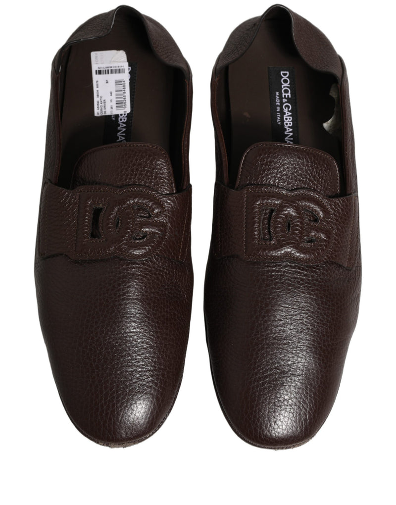 Dolce & Gabbana Brown Deerskin Leather Driver Loafers