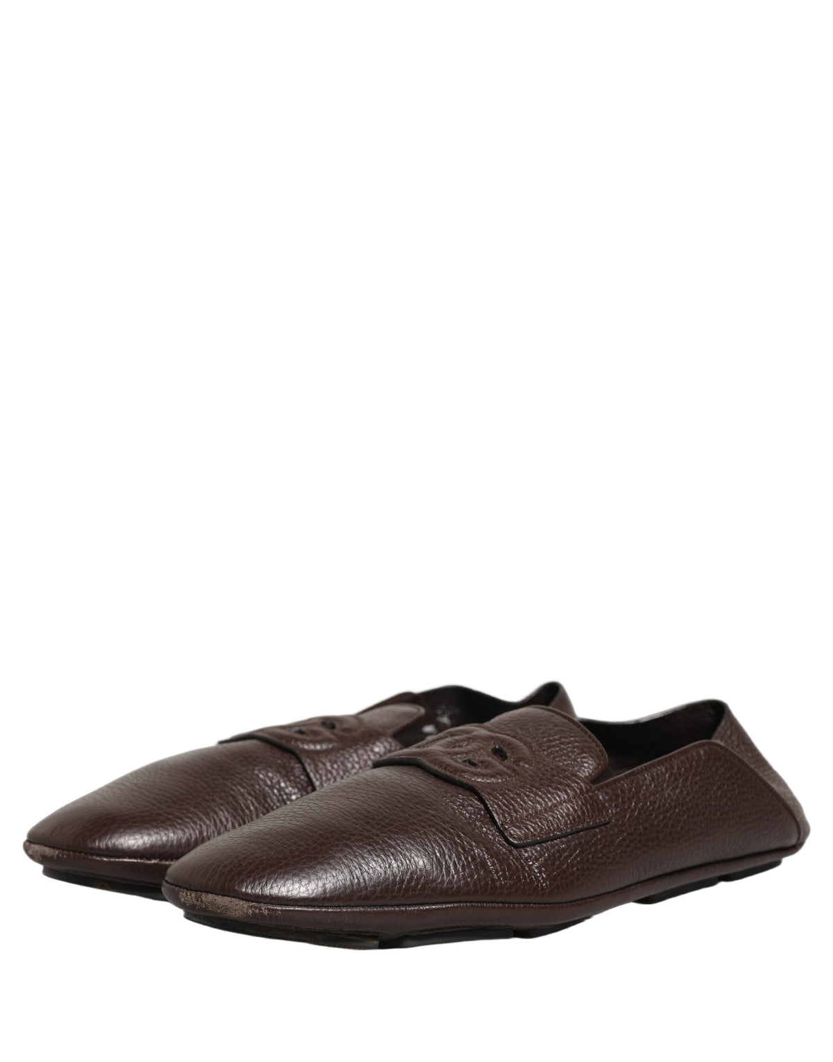 Dolce & Gabbana Brown Deerskin Leather Driver Loafers