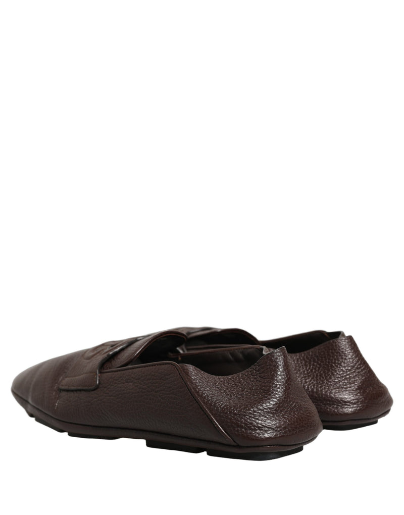 Dolce & Gabbana Brown Deerskin Leather Driver Loafers