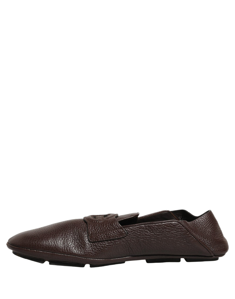 Dolce & Gabbana Brown Deerskin Leather Driver Loafers