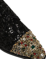 Dolce & Gabbana Black Sequin Embellished Derby Dress Shoes