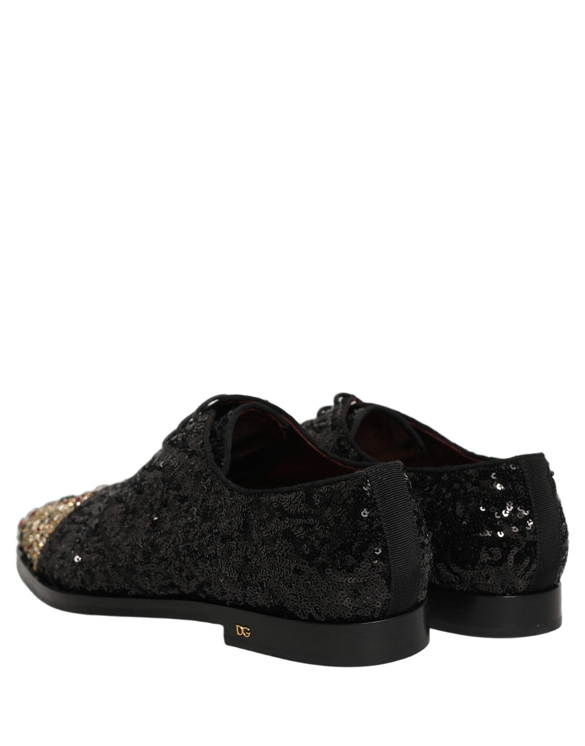 Dolce & Gabbana Black Sequin Embellished Derby Dress Shoes