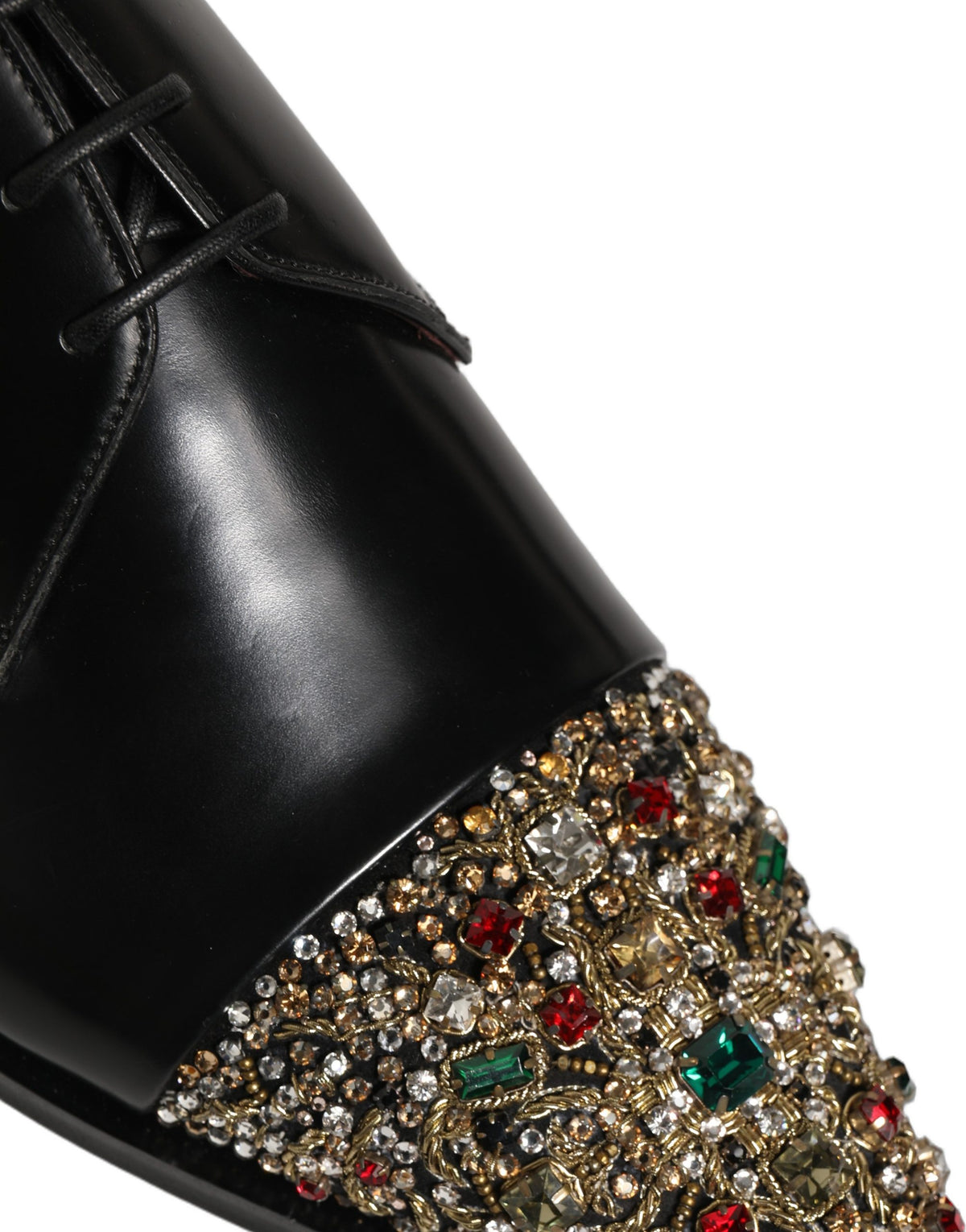 Dolce & Gabbana Black Embellished Derby Dress Shoes