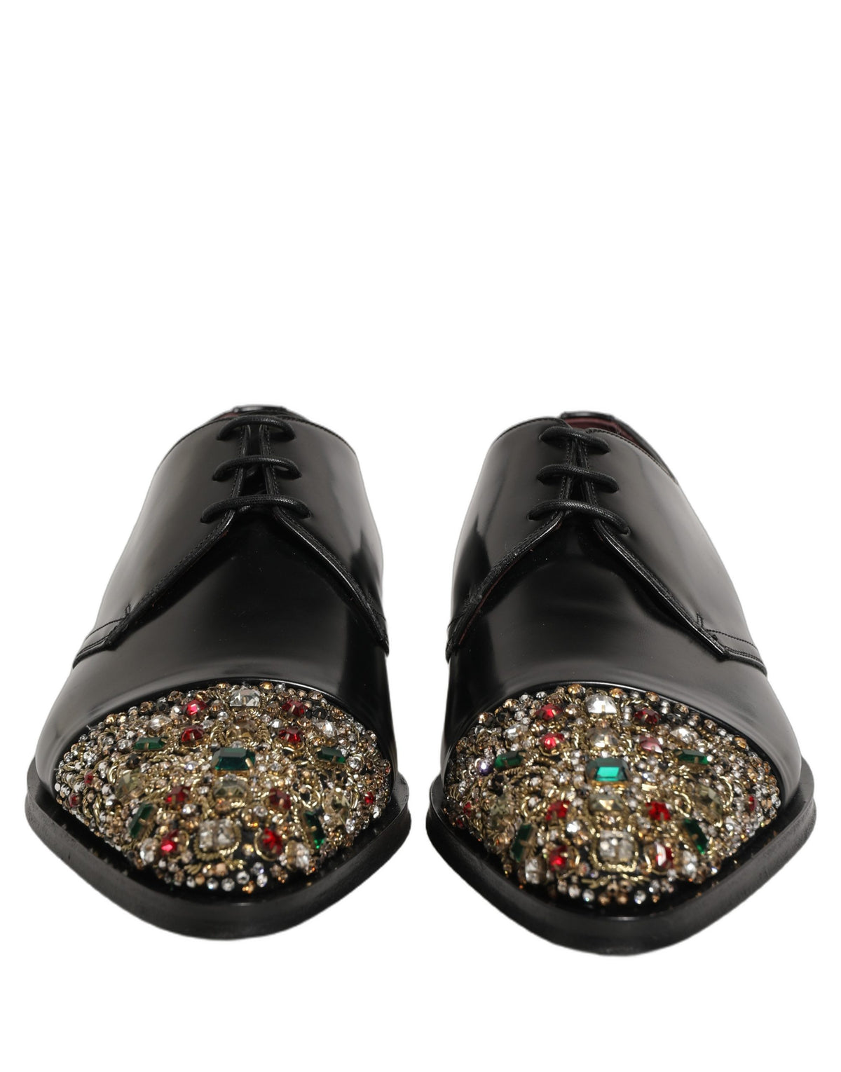 Dolce & Gabbana Black Embellished Derby Dress Shoes