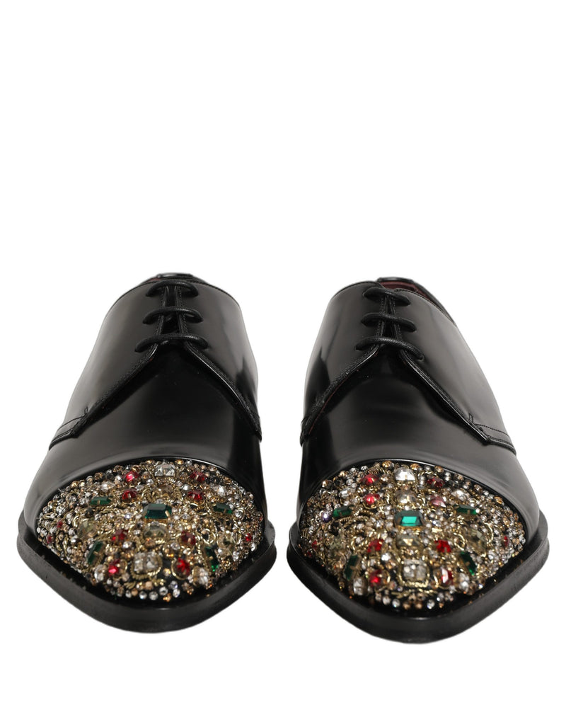 Dolce & Gabbana Black Embellished Derby Dress Shoes