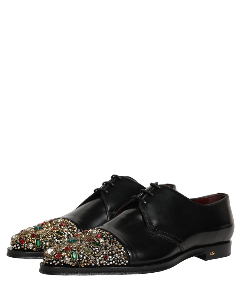 Dolce & Gabbana Black Embellished Derby Dress Shoes