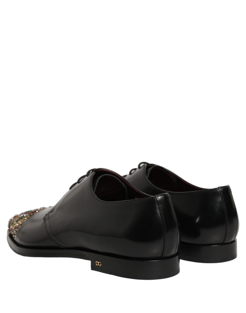 Dolce & Gabbana Black Embellished Derby Dress Shoes
