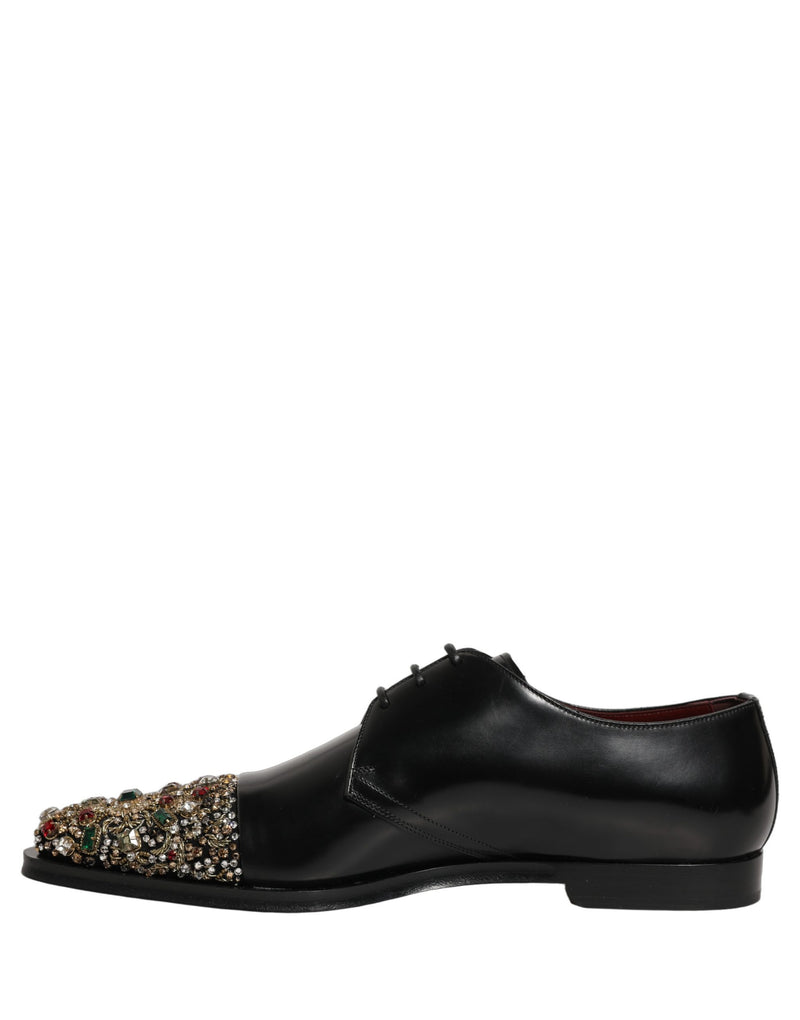 Dolce & Gabbana Black Embellished Derby Dress Shoes