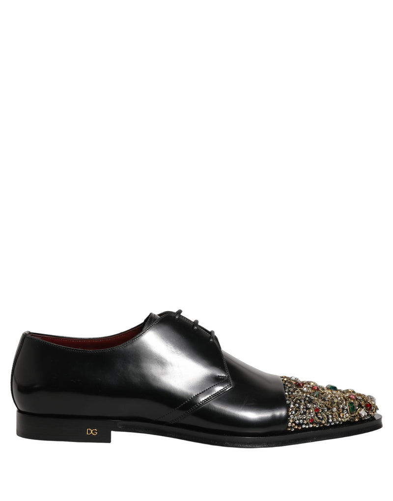 Dolce & Gabbana Black Embellished Derby Dress Shoes
