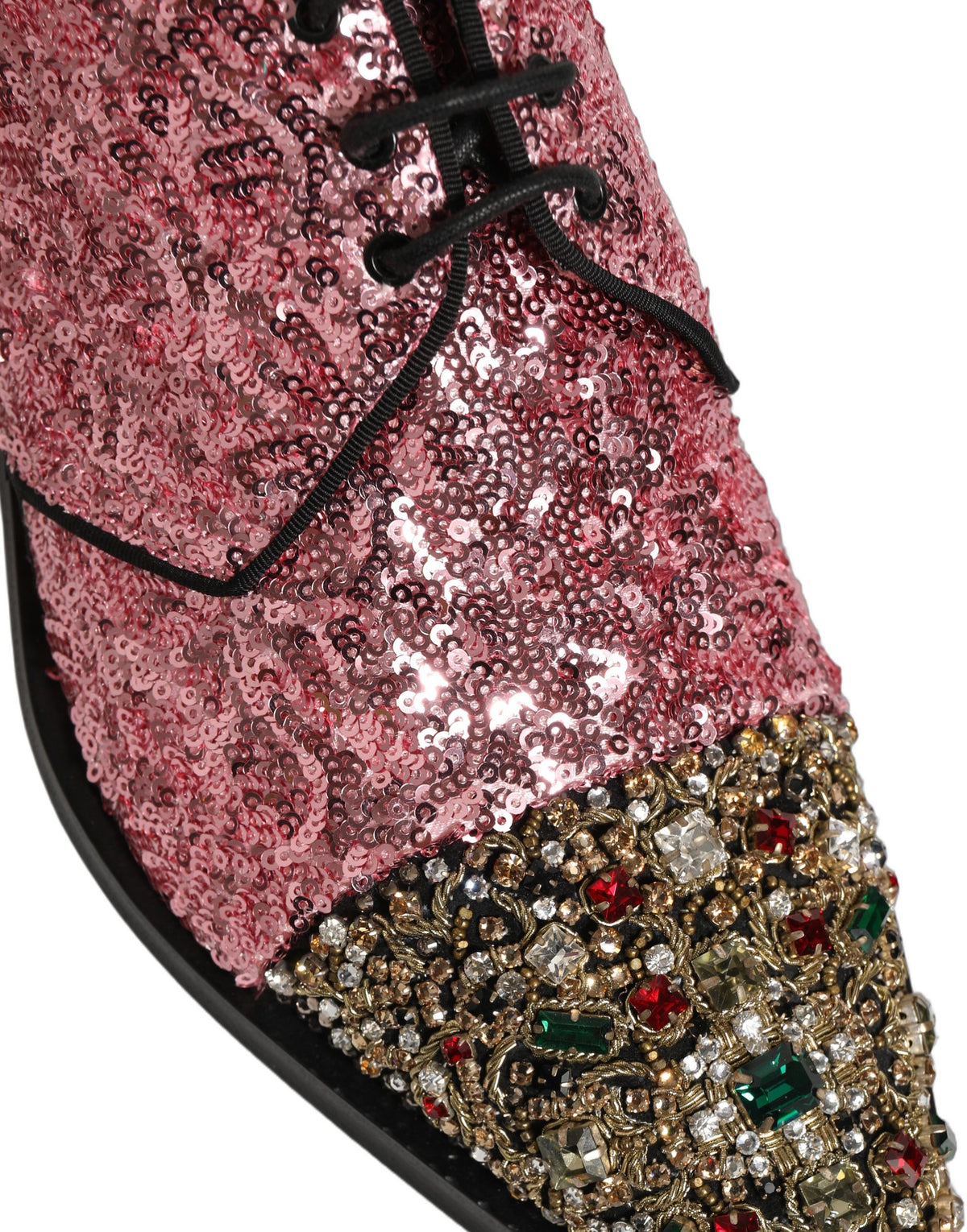 Dolce & Gabbana Pink Sequin Embellished Derby Dress Shoes