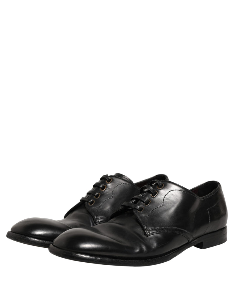 Dolce & Gabbana Black Leather Lace Up Derby Dress Shoes