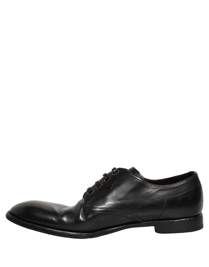Dolce & Gabbana Black Leather Lace Up Derby Dress Shoes