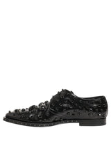 Dolce & Gabbana Black Leather Studded Men's Derby Shoes