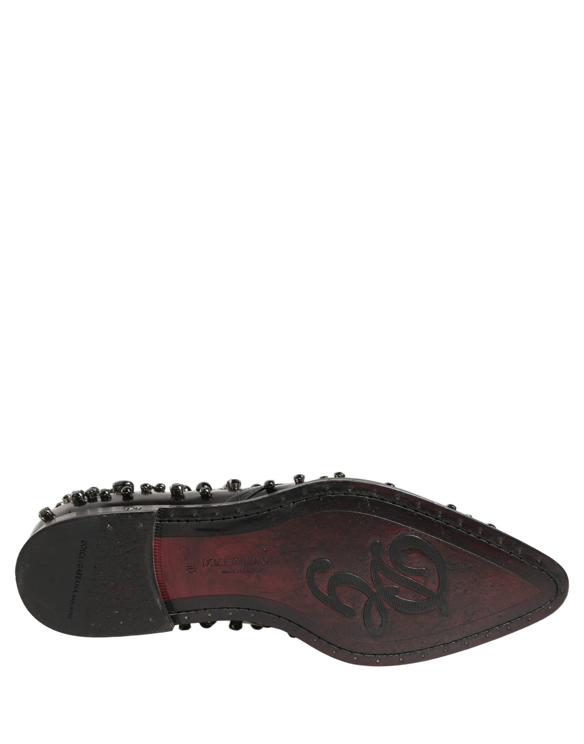 Dolce & Gabbana Black Leather Studded Men's Derby Shoes