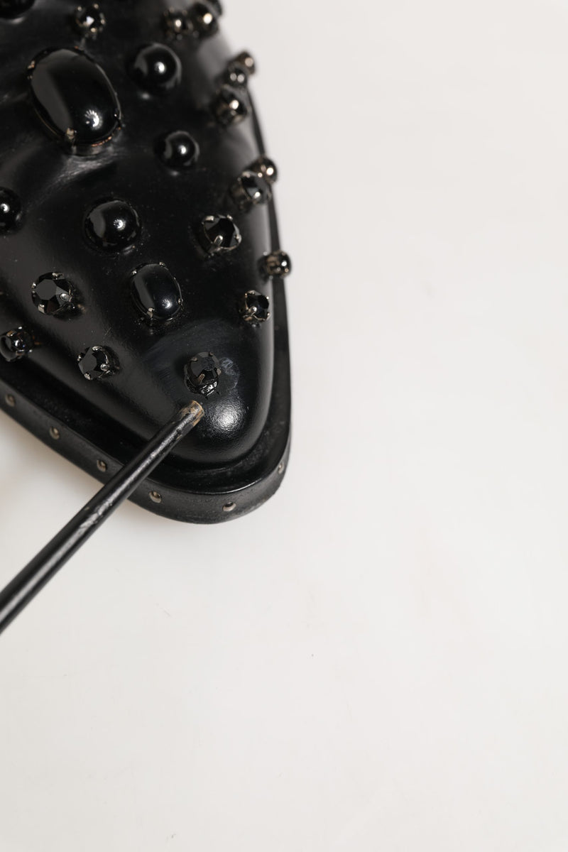 Dolce & Gabbana Black Leather Studded Men's Derby Shoes