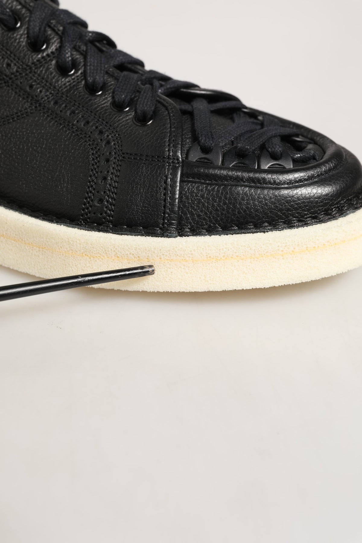 Dolce & Gabbana Black Leather Lace Up Low Top Sneakers