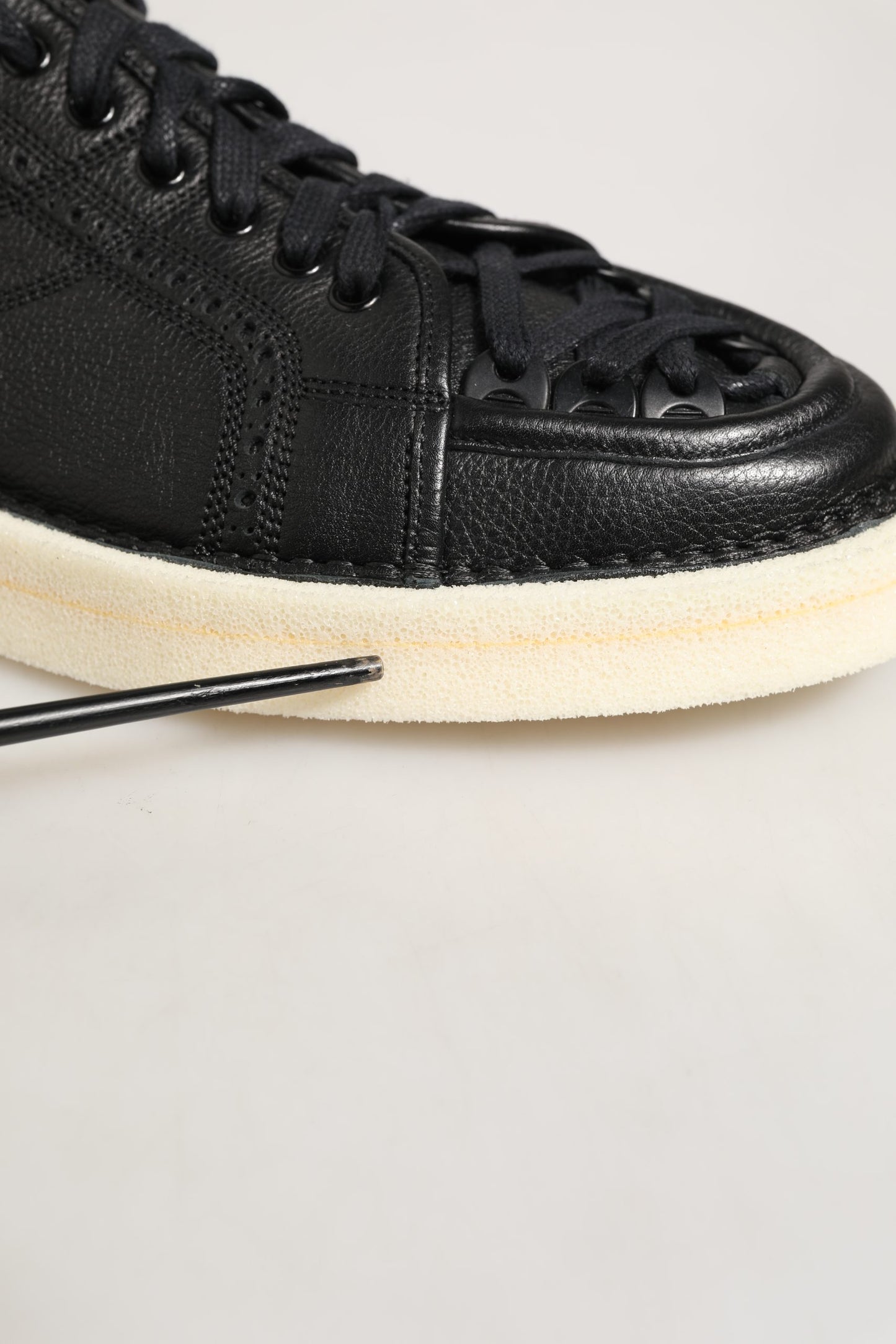 Dolce & Gabbana Black Leather Lace Up Low Top Sneakers Shoes