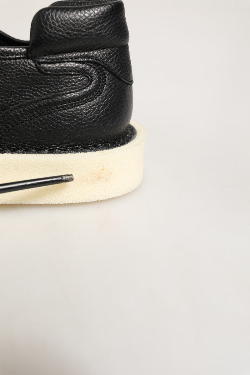 Dolce & Gabbana Black Leather Lace Up Low Top Sneakers