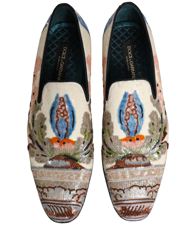 Dolce & Gabbana Multicolor Sequin Embroidered Loafers
