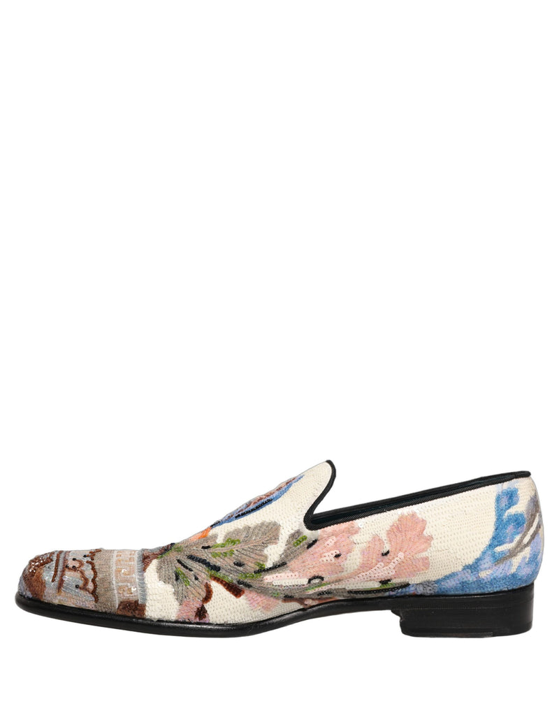 Dolce & Gabbana Multicolor Sequin Embroidered Loafers