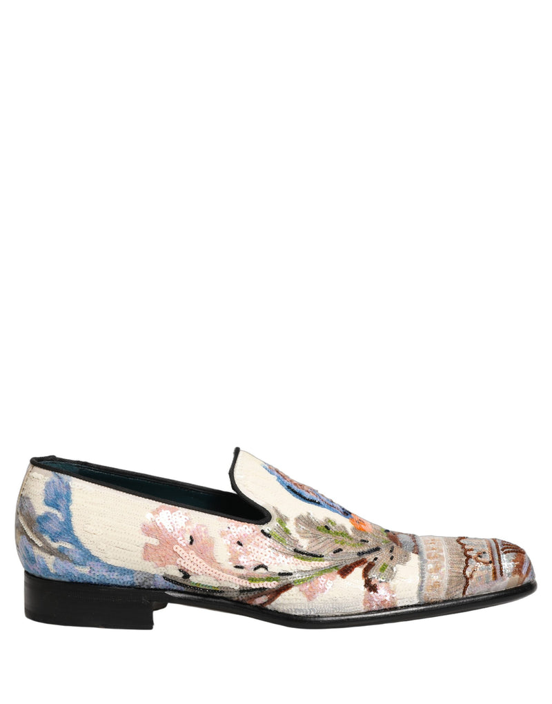 Dolce & Gabbana Multicolor Sequin Embroidered Loafers