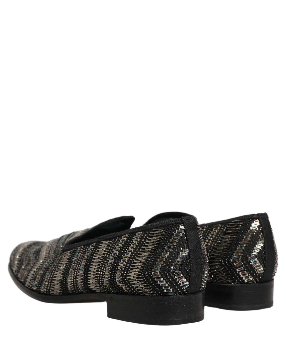 Dolce & Gabbana Black Silver Embellished Slip-On Loafers