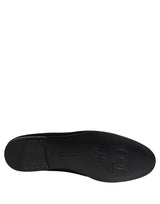 Dolce & Gabbana Black Satin Logo Slip-On Loafers Shoes