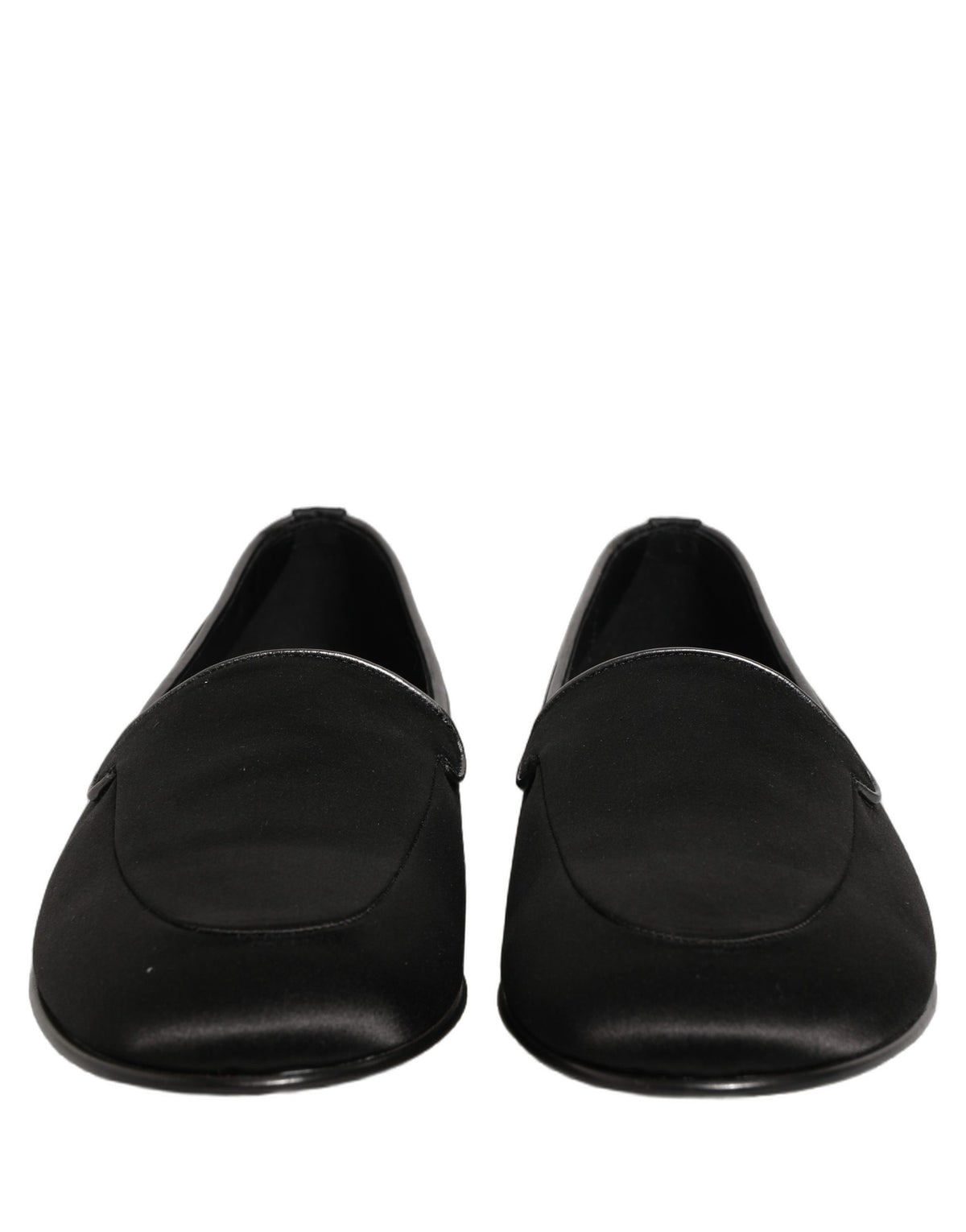 Dolce & Gabbana Black Satin Logo Slip-On Loafers Shoes