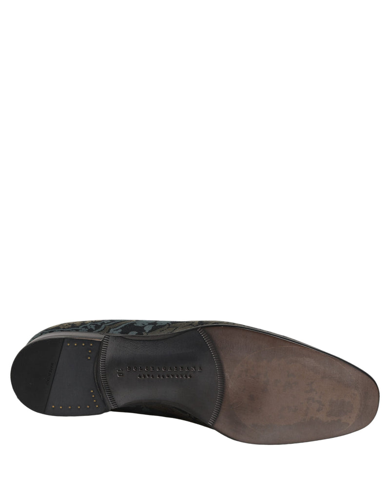 Dolce & Gabbana Black Floral Brocade Slip-On Loafers