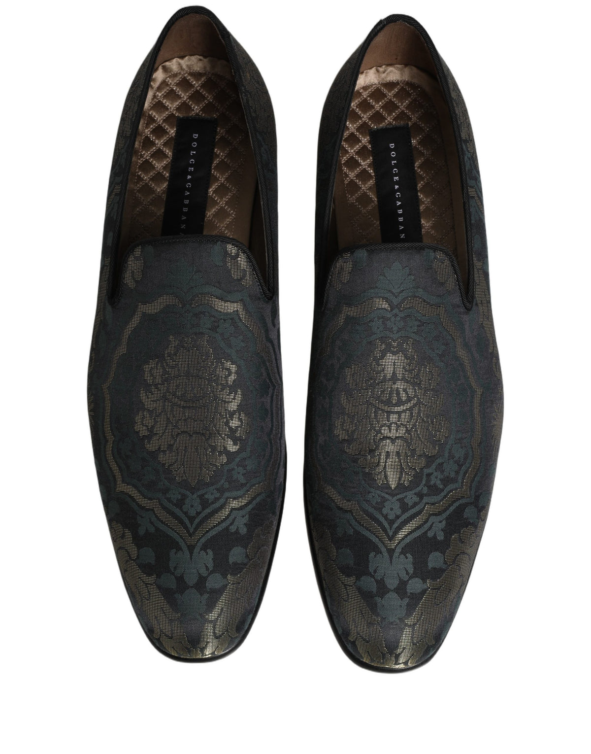 Dolce & Gabbana Black Floral Brocade Slip-On Loafers