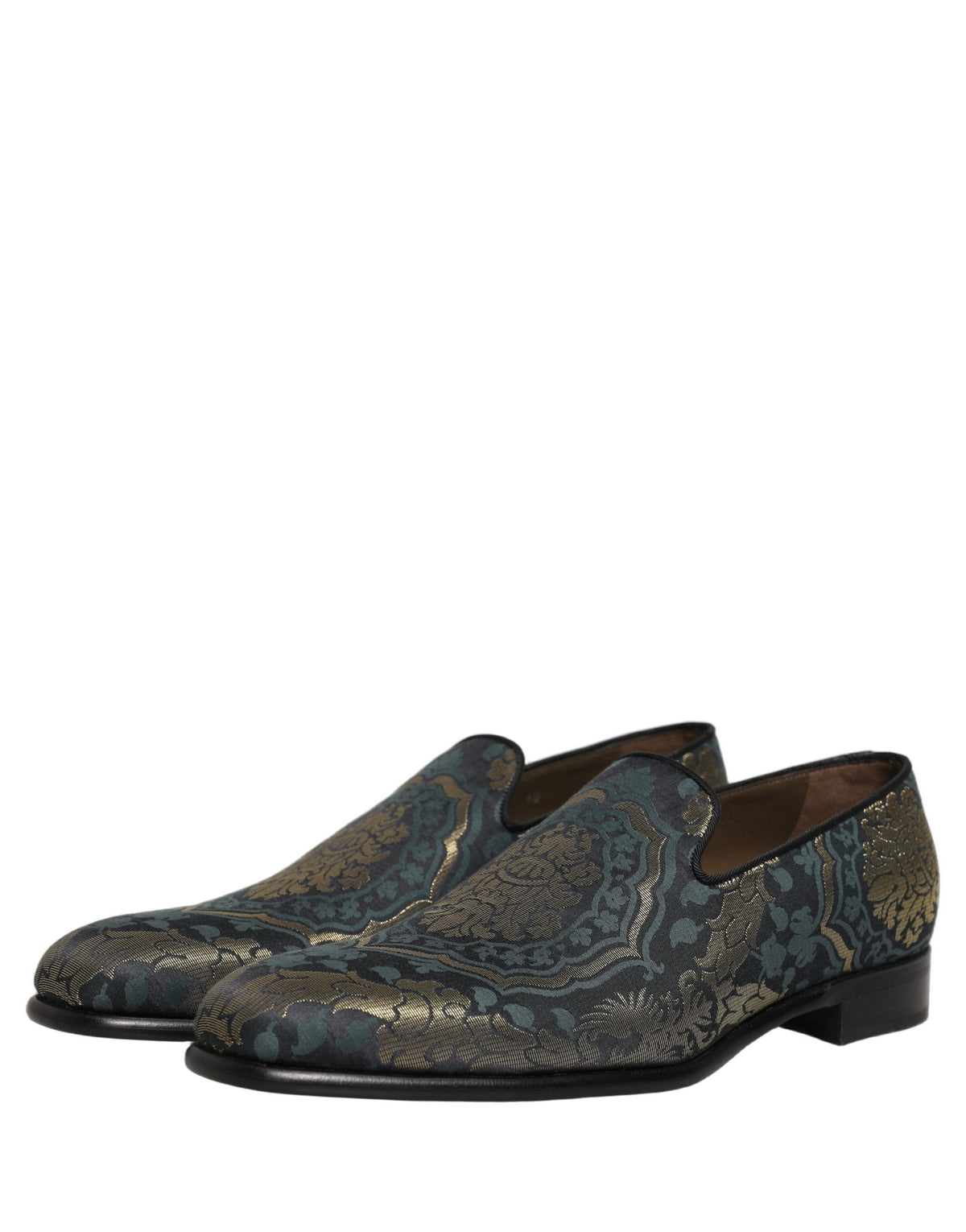 Dolce & Gabbana Black Floral Brocade Slip-On Loafers