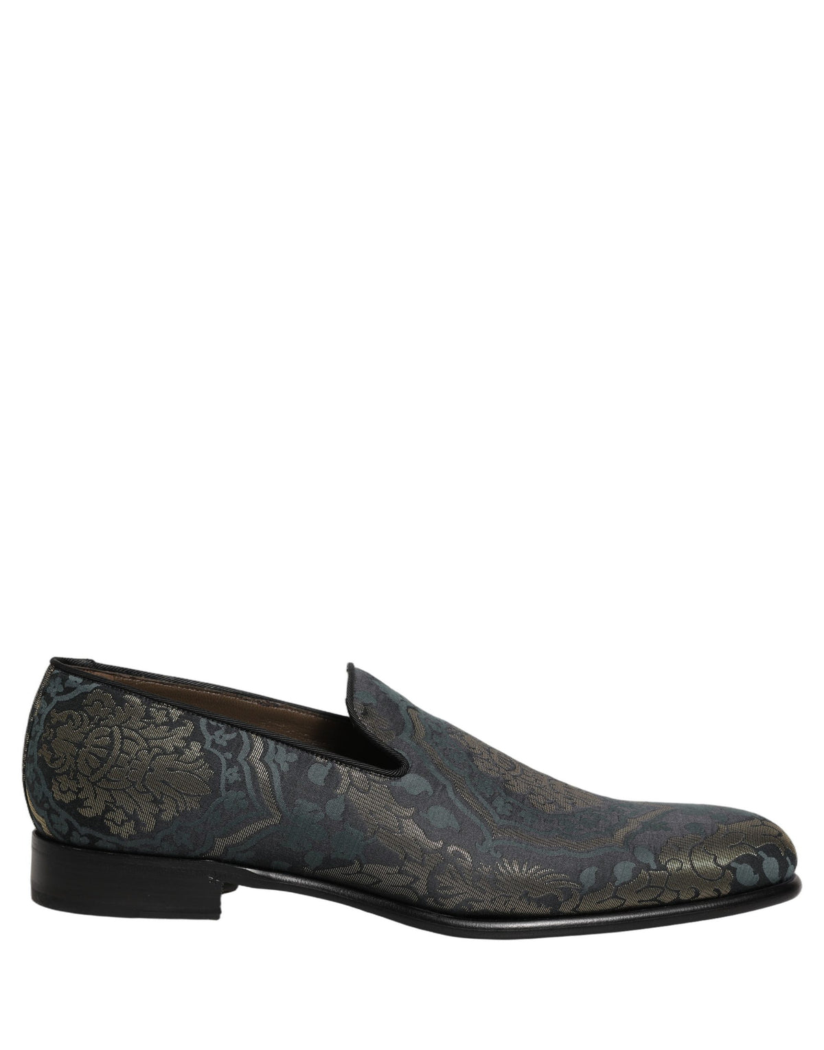 Dolce & Gabbana Black Floral Brocade Slip-On Loafers