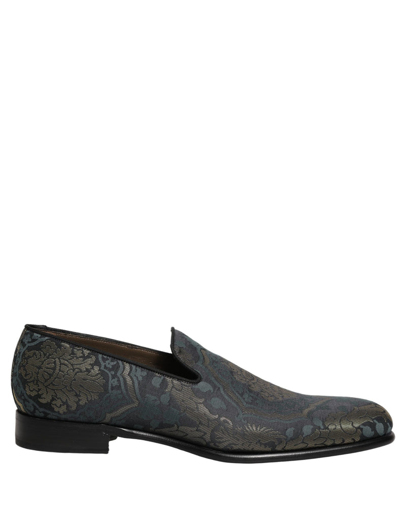 Dolce & Gabbana Black Floral Brocade Slip-On Loafers