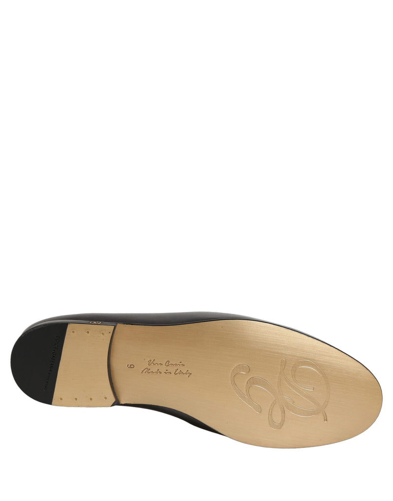 Dolce & Gabbana Silver Leather DG Logo Slip-On Loafers