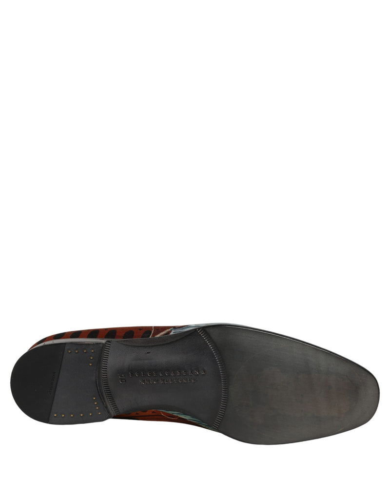 Dolce & Gabbana Multicolor Lion Print Slip On Loafers