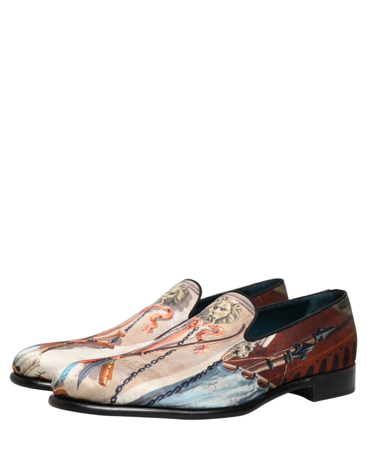 Dolce & Gabbana Multicolor Lion Print Slip On Loafers