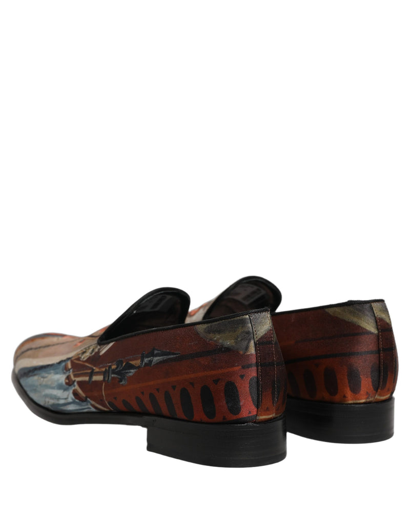Dolce & Gabbana Multicolor Lion Print Slip On Loafers