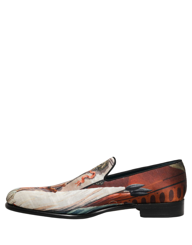 Dolce & Gabbana Multicolor Lion Print Slip On Loafers