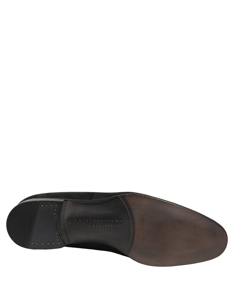 Dolce & Gabbana Black Brocade Men Slip-On Dress Loafers