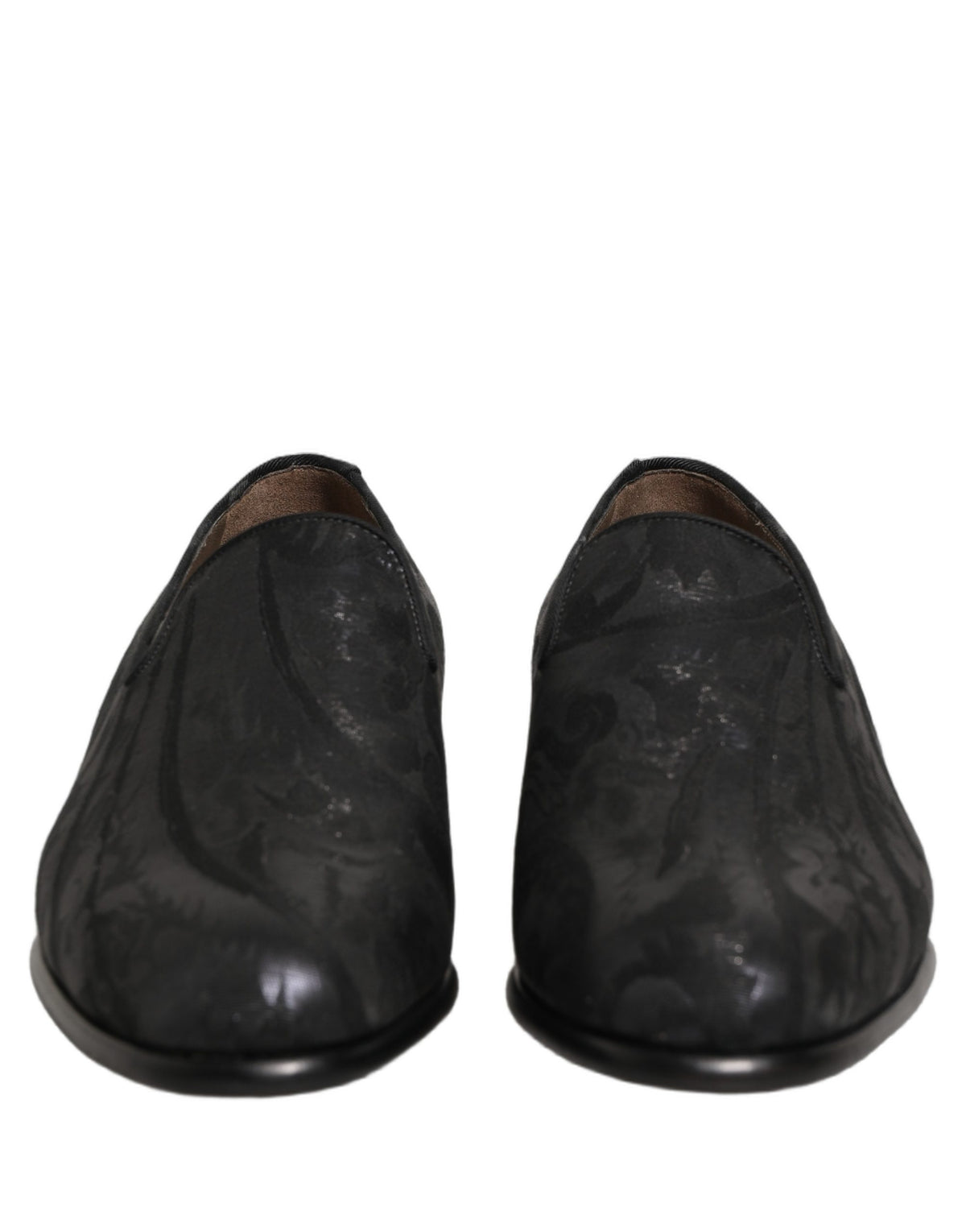 Dolce & Gabbana Black Brocade Men Slip-On Dress Loafers