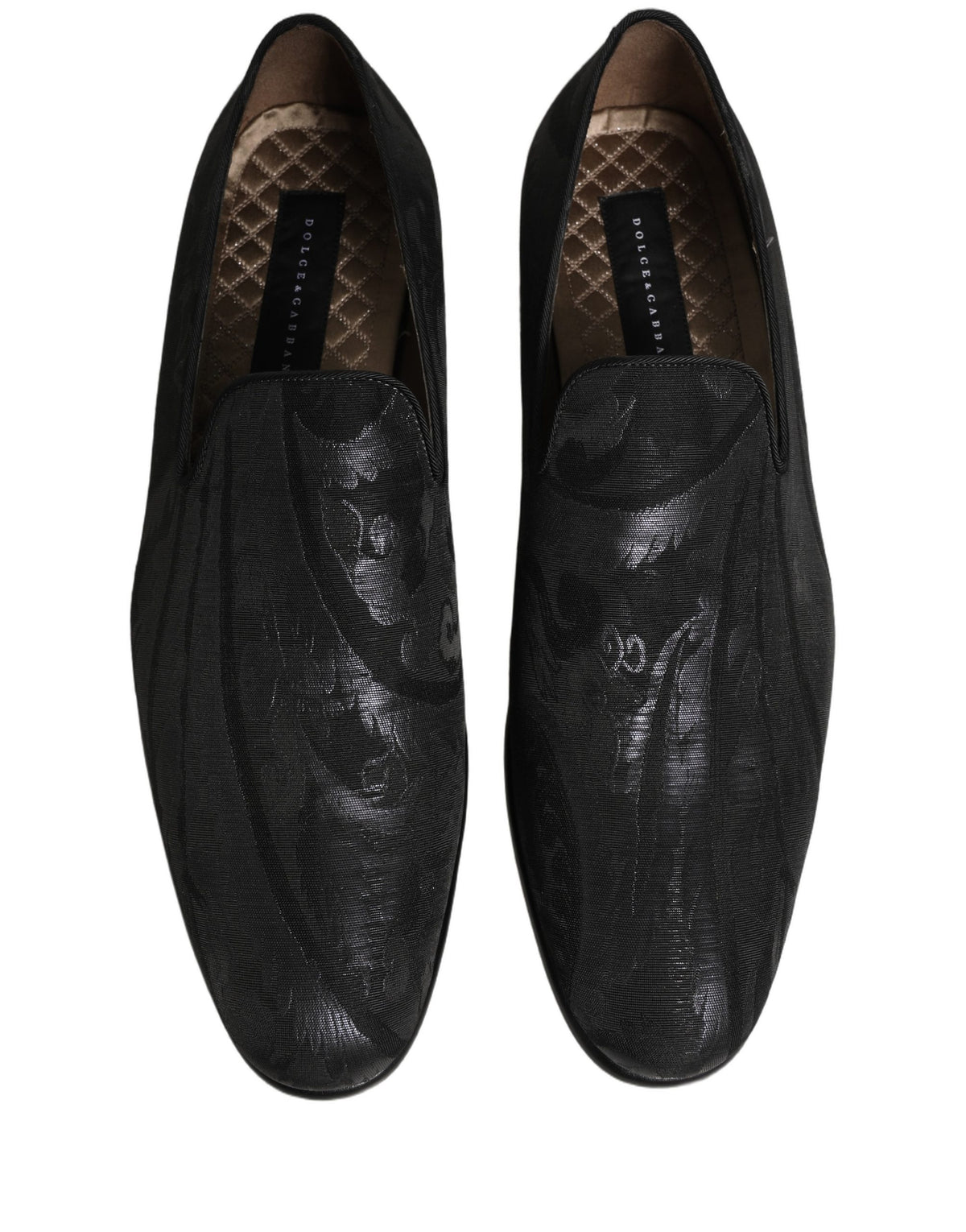 Dolce & Gabbana Black Brocade Men Slip-On Dress Loafers