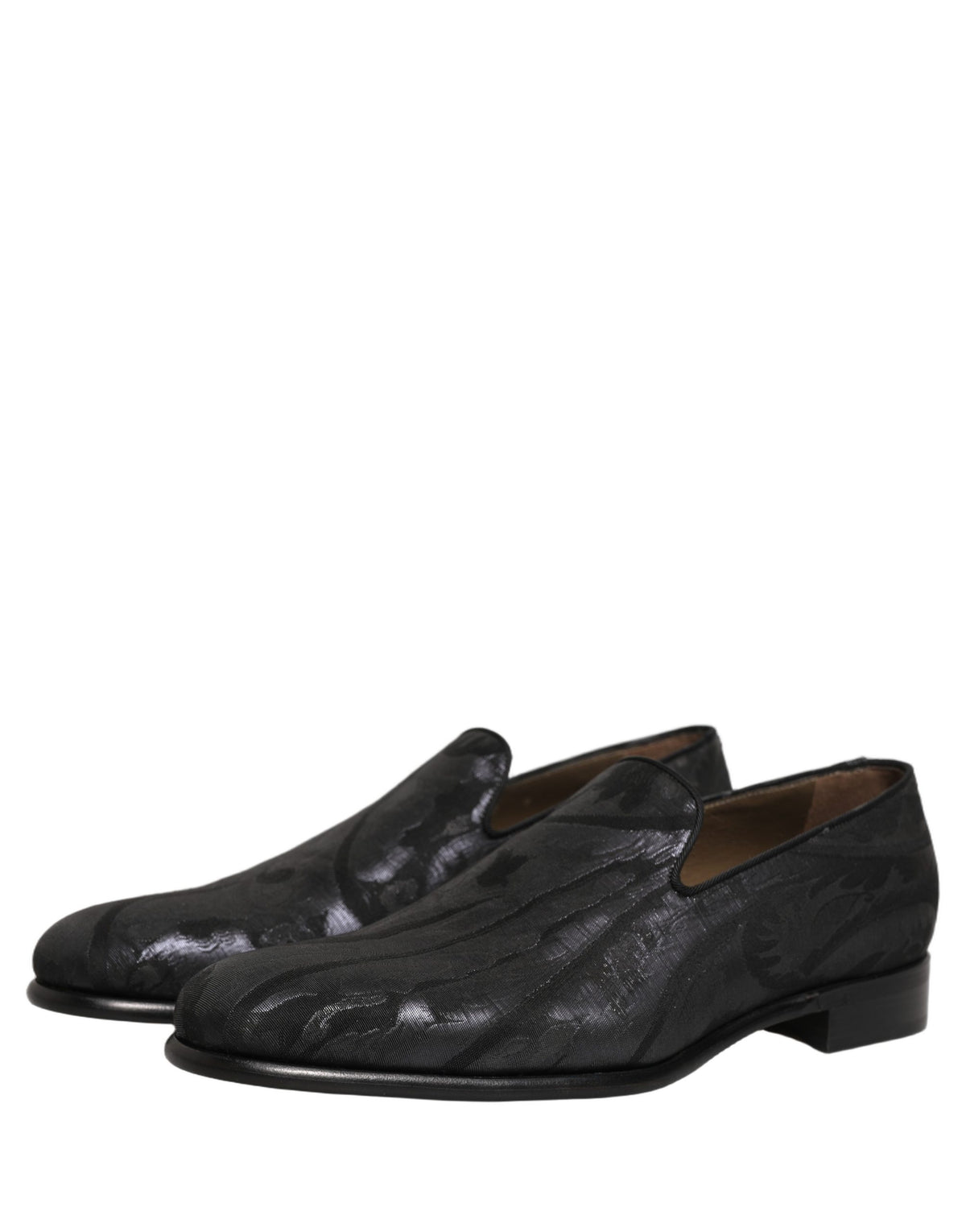 Dolce & Gabbana Black Brocade Men Slip-On Dress Loafers