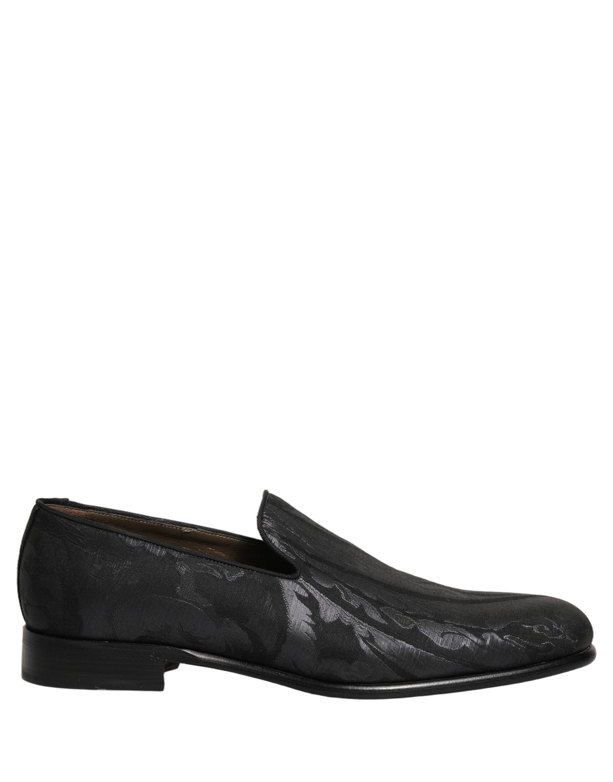 Dolce & Gabbana Black Brocade Men Slip-On Dress Loafers