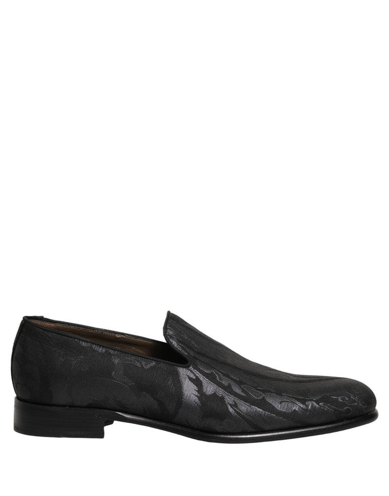 Dolce & Gabbana Black Brocade Men Slip-On Dress Loafers